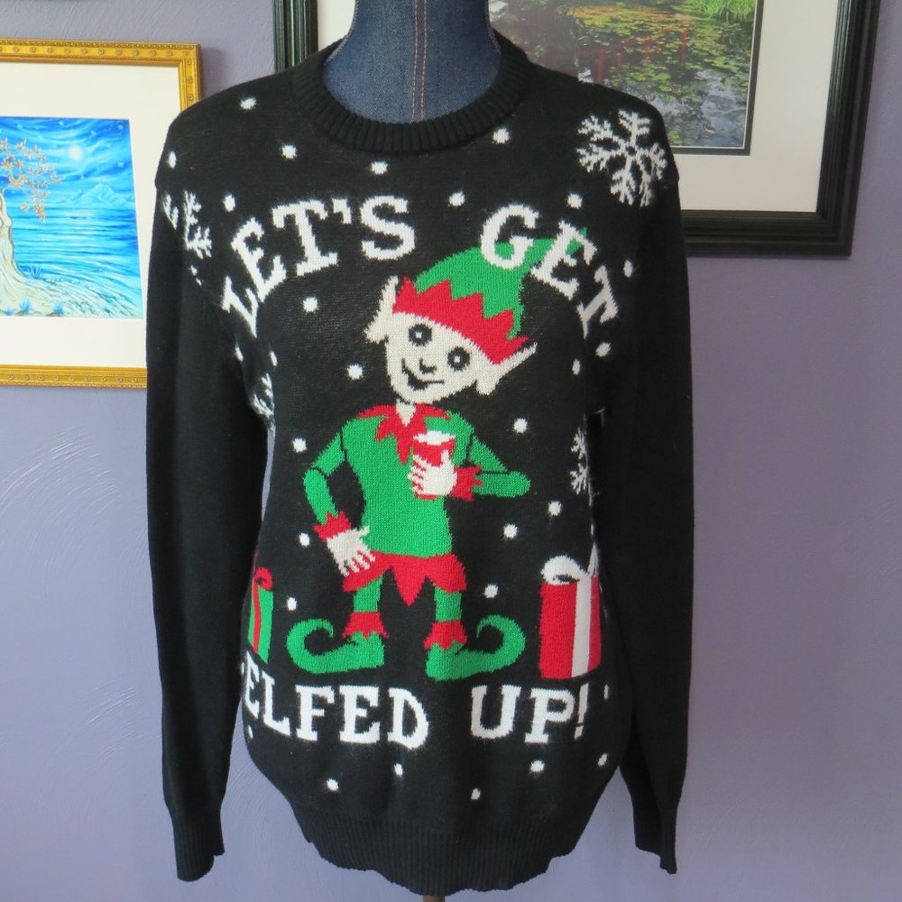 UGLY Christmas Sweater 'Lets Get Elfed Up'